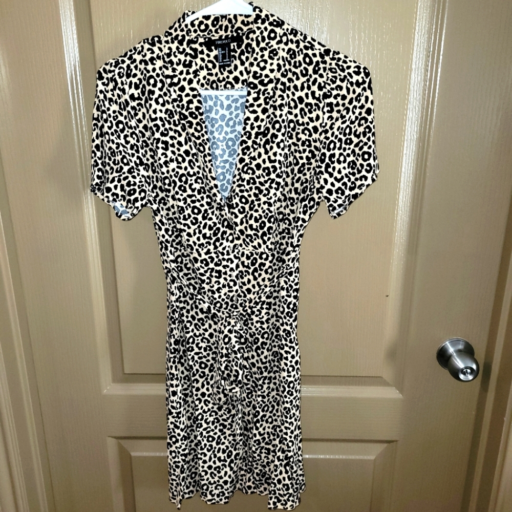 Leopard button up dress